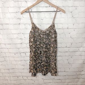 Buckle BKE Boutique Rosette Sequin Tank Top Brown Size Medium NWT